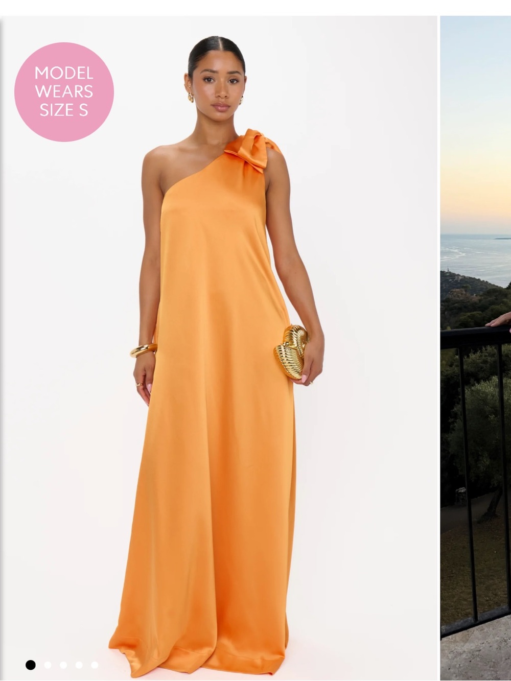 Show Me Your Mumu Orange One-Shoulder Satin Dress